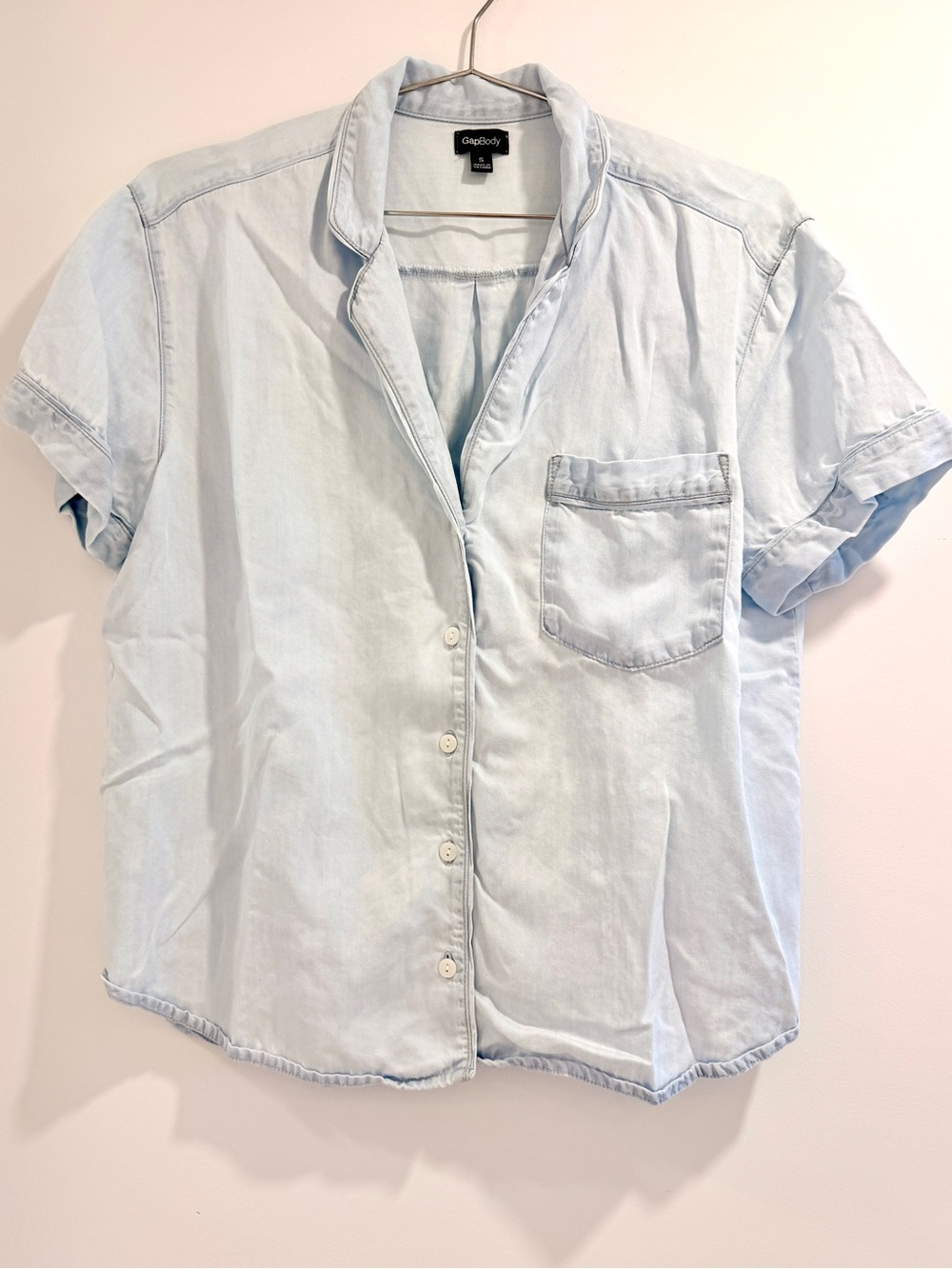 GAP Soft Poplin Sleep Shirt - Size Small - Light Blue Washed Color